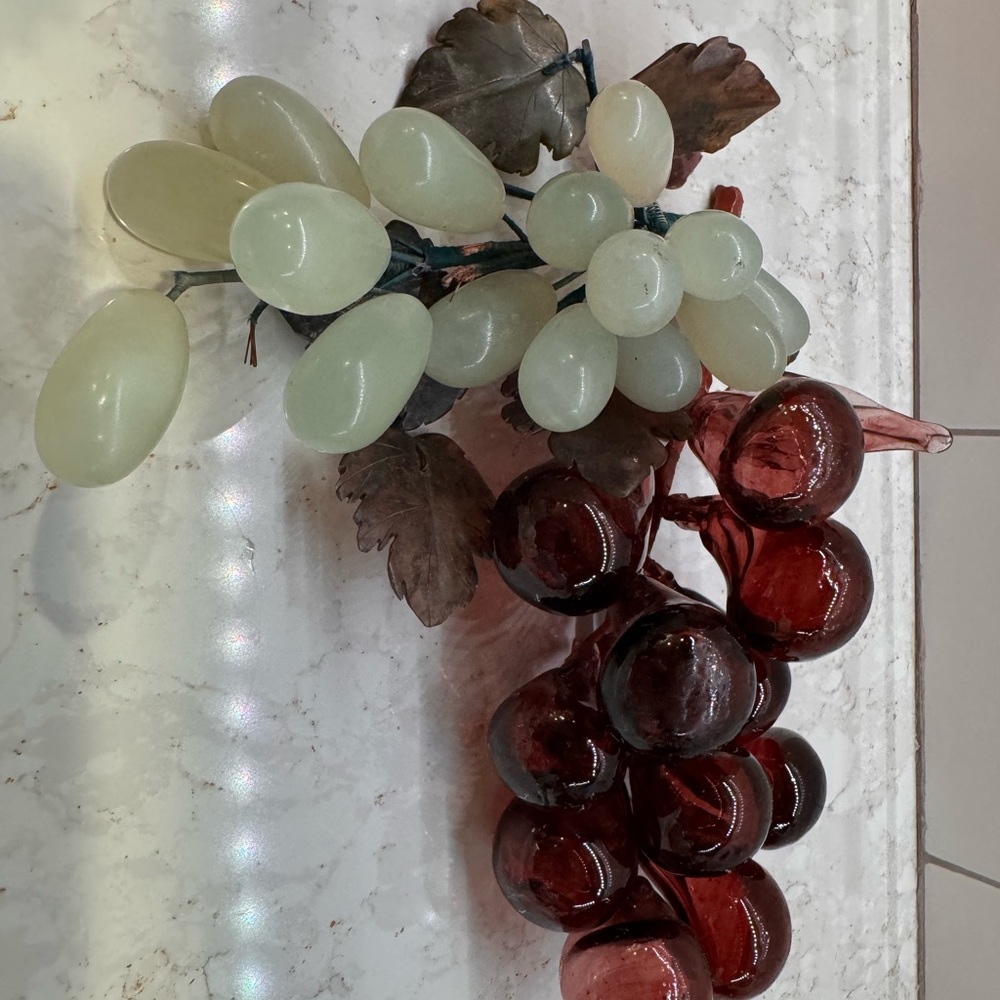 Vintage Glass and Jadite Grape Clusters Decor